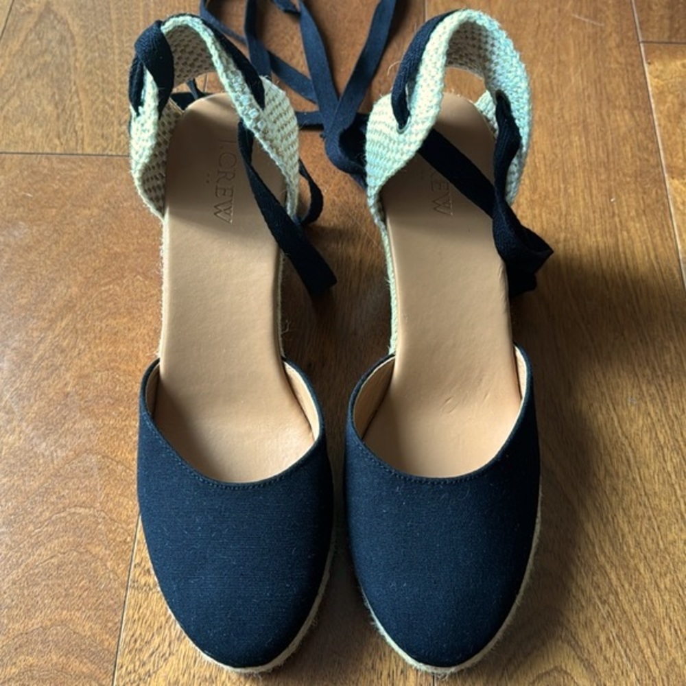 JCrew NWT Women’s Ankle Wrap Espadrille Wedges - Picture 3 of 7